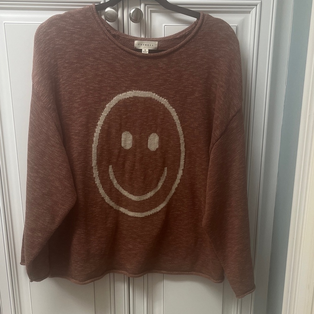 Promesa Brown Smiley Face Sweater ~ Excellent Condition ~ Size Small